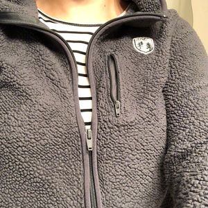 American Eagle Grey fleece hoodie Large Zip front